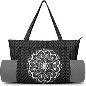 YOGA bag w/ mat carrier-large mat pocket fitness tote for pilates gym beach EUC